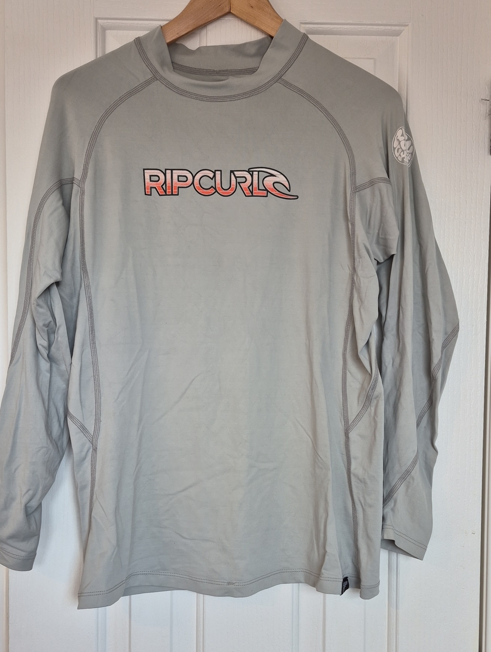 Rip Curl Light Gray Long Sleeve Performance Tee with Coral Logo